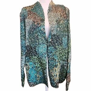 Tania Nardi Jacket Womens Large Reversible Crinkle Stretch Boho Artsy Abstract